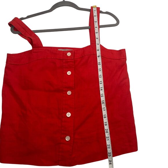 Everlane Red Linen Picnic Top Size 8 sustainable button front boxy breathable - Picture 7 of 8